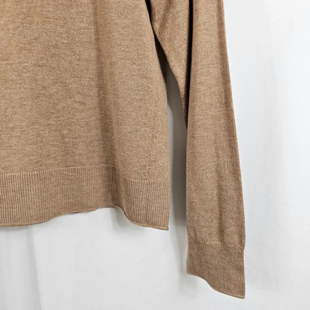 Mango Fine-Knit Turtleneck Sweater in Medium Brown - Size M